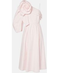 Dorothee Schumacher - Floral-Applique Asymmetric Poplin Midi Dress - Lyst