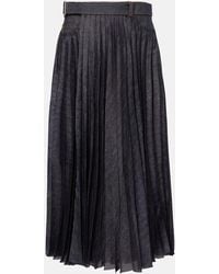 Sacai - Falda Midi Plisada De Denim - Lyst