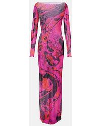 PUCCI - Orchidee Print Tulle Long Dress - Lyst