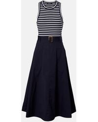 Veronica Beard - Belted Cotton-Blend Midi Dress - Lyst