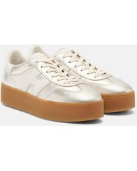 Hogan - H698 Metallic Leather Platform Sneakers - Lyst