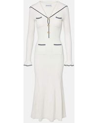 Self-Portrait - Ribbed-Knit Midi Dress - Lyst
