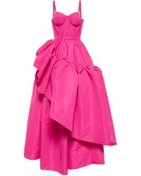 Alexander McQueen Asymmetric Faille Corset Gown - Pink