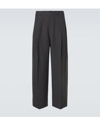 Lemaire - Pleated Gabardine Wide-Leg Pants - Lyst