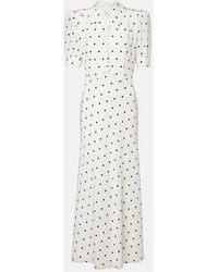 Alessandra Rich - Polka-Dot Silk Midi Dress - Lyst