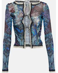 Jean Paul Gaultier - Cardigan Papillon in mesh con stampa - Lyst