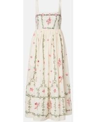 Agua Bendita - Barbara Floral Cotton Midi Dress - Lyst