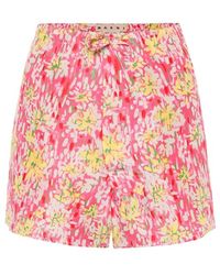 Marni Shorts a stampa floreale in seta - Rosa