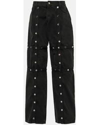 The Attico - Studded Convertible Low-rise Straight Jeans - Lyst