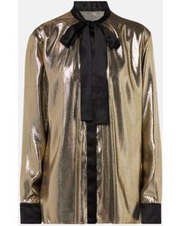 Dolce & Gabbana - Tie-Neck Silk-Blend Lame Blouse - Lyst