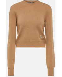 Dolce & Gabbana - Pullover cropped in misto cashmere - Lyst