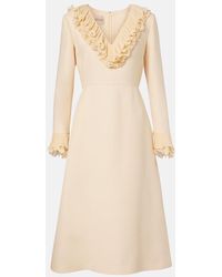Valentino - Crepe Couture Ruffled Midi Dress - Lyst