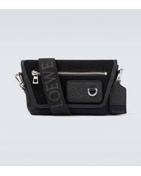 Loewe - Flex Mini Canvas And Suede Messenger Bag - Lyst