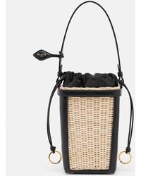 Alaïa - Small Wicker And Leather Bucket Bag - Lyst