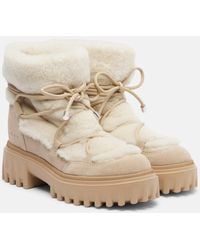Hogan - H700 Shearling-Trimmed Suede Ankle Boots - Lyst