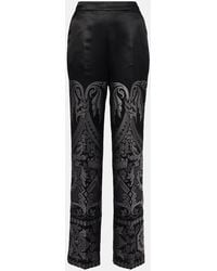 Etro - Silk Jacquard Palazzo Trousers - Lyst