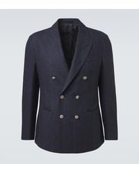 Eleventy - Pinstriped Wool, Cotton, And Cashmere Blazer - Lyst