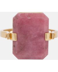 Aliita - Deco Sandwich 9kt Gold Ring With Agate And Rhodonite - Lyst