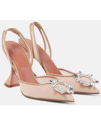 AMINA MUADDI - Verzierte Slingback-Pumps Begum 95 Aus Mesh - Lyst