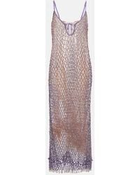 Self-Portrait - Beaded Fishnet Midi Dress - Lyst