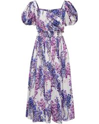Dolce & Gabbana Floral Cotton Poplin Midi Dress - Purple