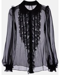 Dolce & Gabbana - Ruffled Sheer Silk Blouse - Lyst
