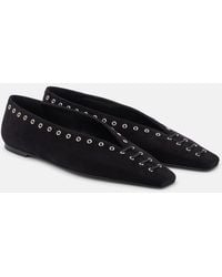 TOTEME - Suede Lace-Up Ballet Flats - Lyst