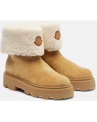 Moncler - Aurea Shearling-Lined Suede Ankle Boots - Lyst