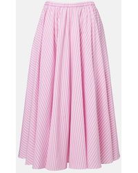 Patou - Pleated Striped Cotton Poplin Midi Skirt - Lyst