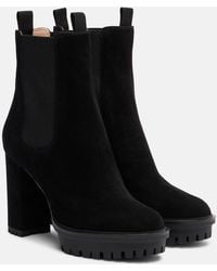 Gianvito Rossi - Barry Suede Platform Ankle Boots - Lyst