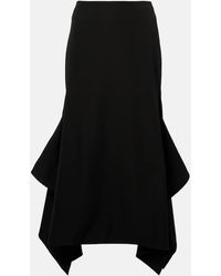 Erdem - Falda Midi De Lana Virgen Drapeada - Lyst