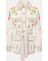 Valentino - Floral Embroidered Denim Jacket - Lyst