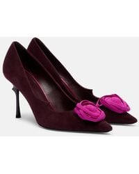 Roger Vivier - Rose Vivier Floral-Applique Suede Pumps - Lyst