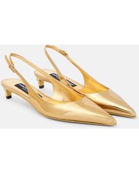 Dolce & Gabbana - Metallic Patent Leather Slingback Pumps - Lyst