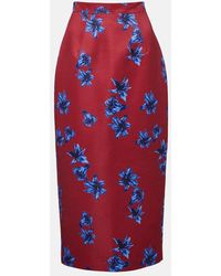 Emilia Wickstead - Lorelei Floral Duchess Satin Pencil Skirt - Lyst