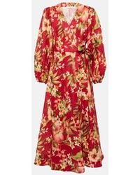 Zimmermann - Lexi Floral Linen Wrap Dress - Lyst