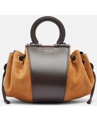 Ferragamo - Gancio Small Suede Bucket Bag - Lyst