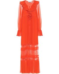 Self-Portrait Maxikleid aus Chiffon - Orange