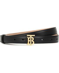 Burberry Tb Leather Belt - Black