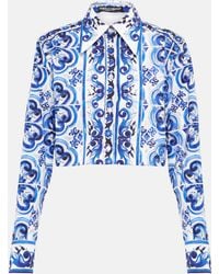 Dolce & Gabbana Camisa de algodon cropped - Azul