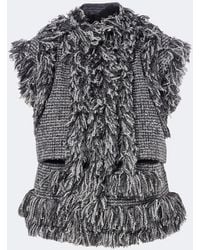 Sacai - Fringed Wool-Blend Tweed Vest - Lyst