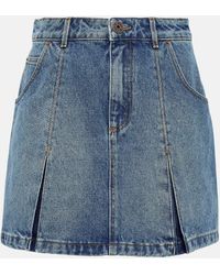 Balmain - Pleated Denim Mini Skirt - Lyst