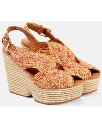 Robert Clergerie - Dolce Raffia Platform Sandals - Lyst