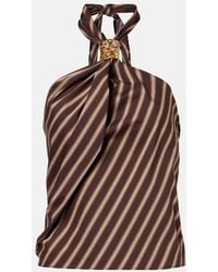 JACQUES WEI - Gathered Striped Cotton-Blend Top - Lyst