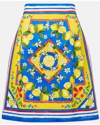 Dolce & Gabbana - Printed Cotton-Blend Miniskirt - Lyst