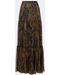 Etro - Paisley Tiered Silk-Blend Chiffon Maxi Skirt - Lyst