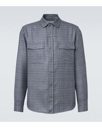 Agnona - Checked Wool, Silk, And Linen Shirt - Lyst