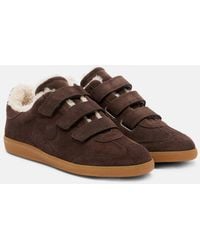 Isabel Marant - Beth Shearling-Trimmed Suede Sneakers - Lyst