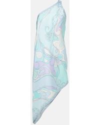 PUCCI - Orchidee Asymmetric Silk Twill Minidress - Lyst