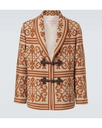 Valentino - Cotton And Linen Jacquard Cardigan - Lyst